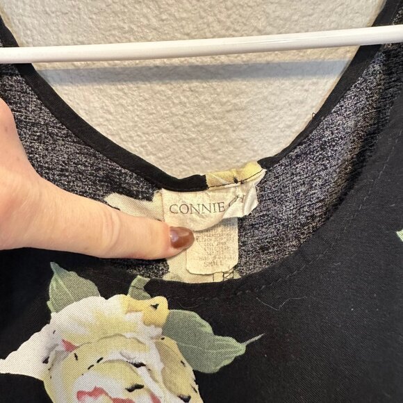 Connie Choi Black Floral Dress Size S - Picture 3 of 5